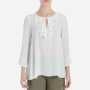 🌸New🌸 M Max Studio White Keyhole Peasant Top NWT